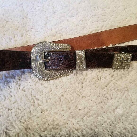 Nocona Rhinestone Buckle Brown Belt L main image 5